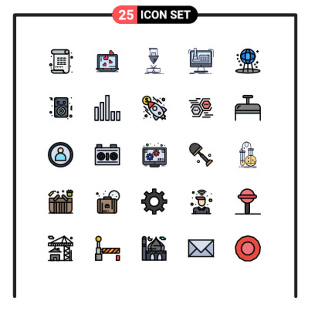 25个创意填充线 钢铁切割工厂矢量设计元素的平面配色方案